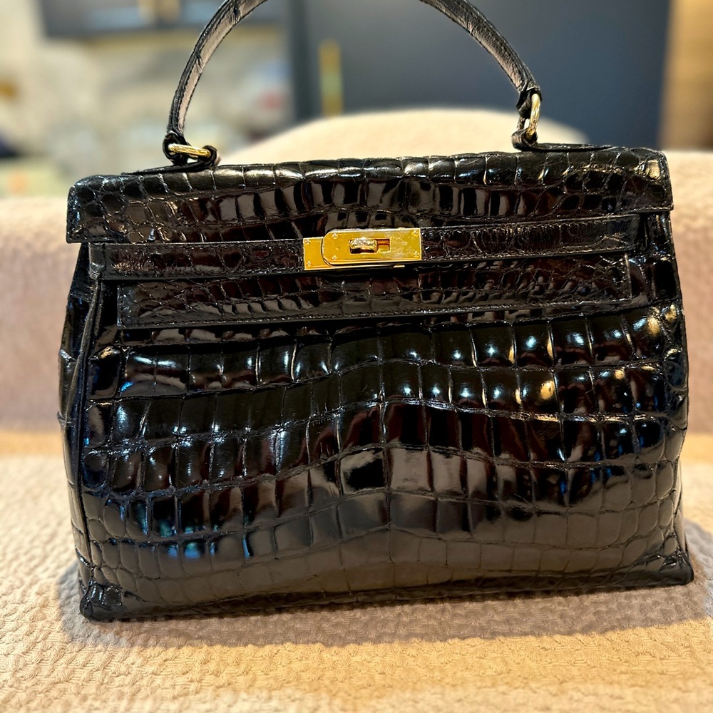 Vintage Donna Elissa Shiny Crocodile Handbag